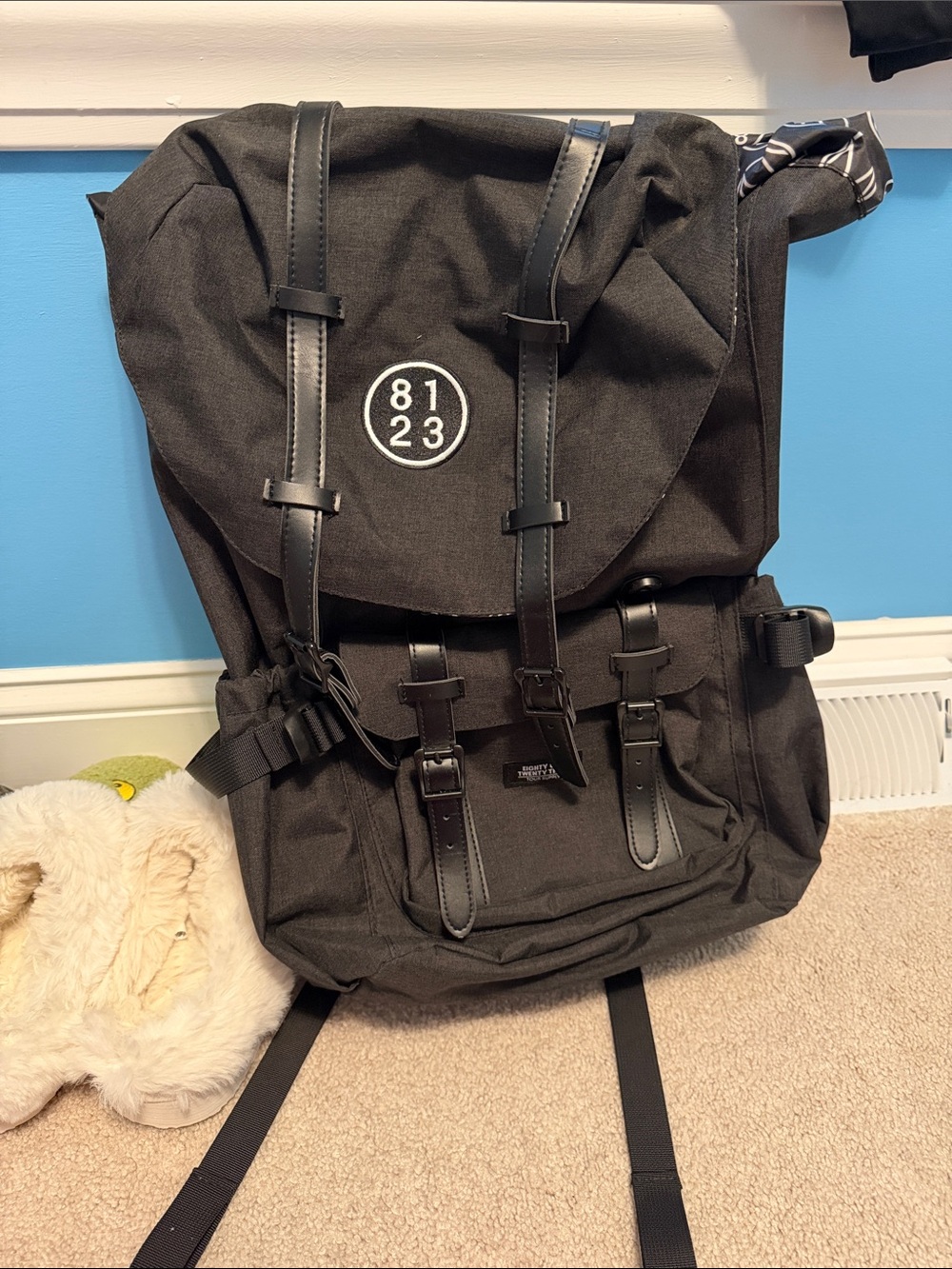 Black Men's Roll-Top Backpack